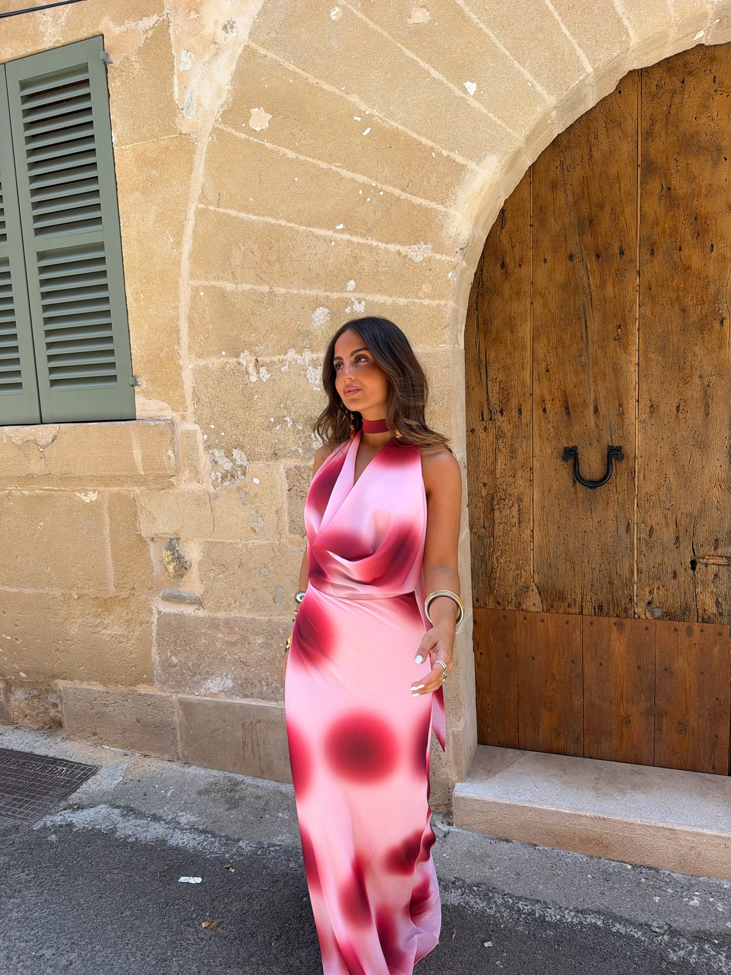 Vestido rosa cereza