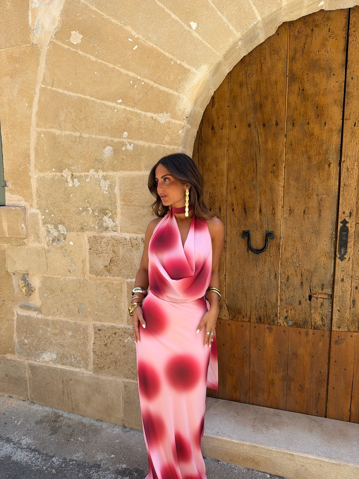 Vestido rosa cereza